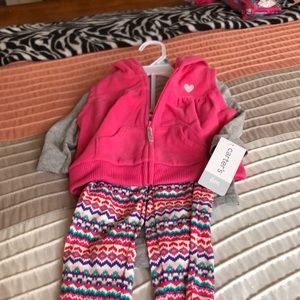 Carters girls 3pc 6-9 months pink outfit, NWT